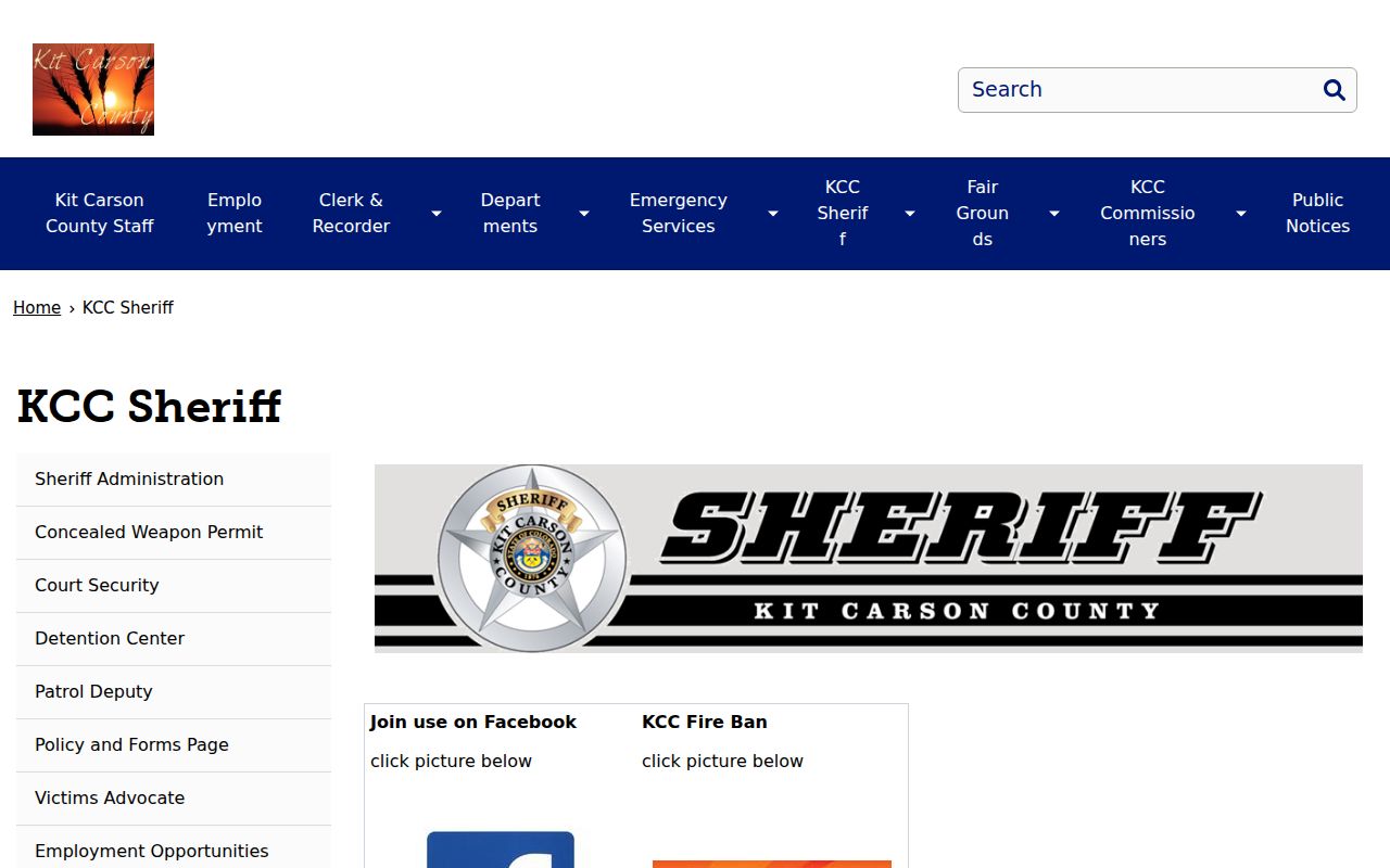 Kit Carson County arrest records sheriff page