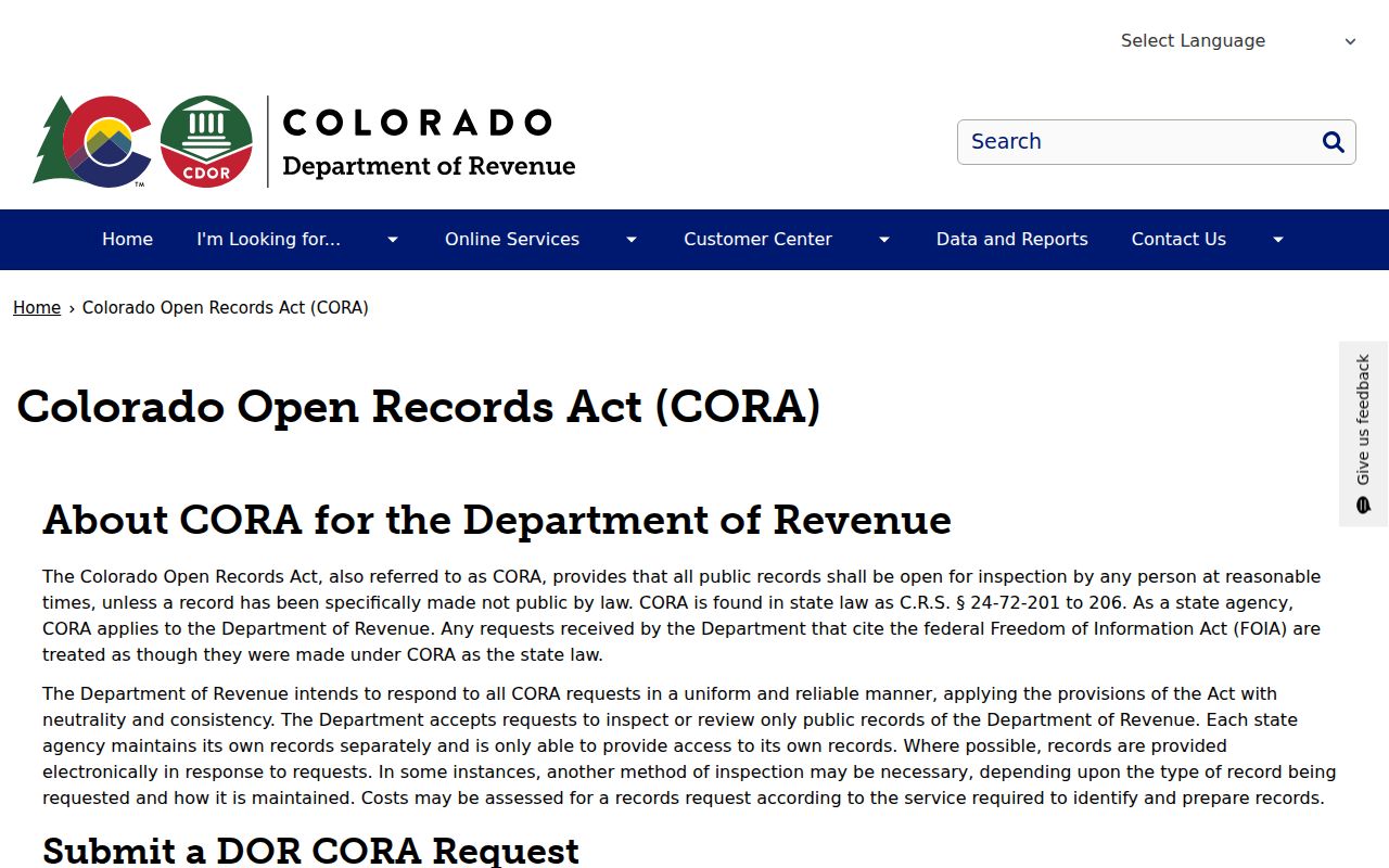 Kit Carson County court records Colorado CORA access information