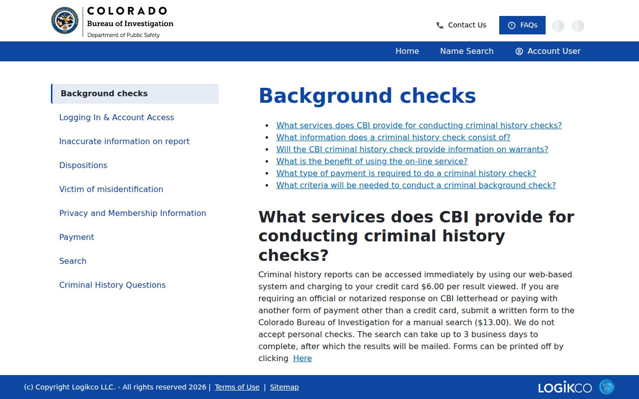 Kit Carson County criminal court records CBI FAQ limitations