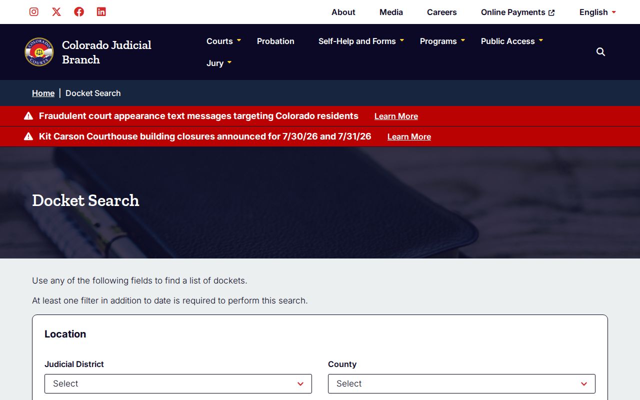 Kit Carson County court records Colorado docket search