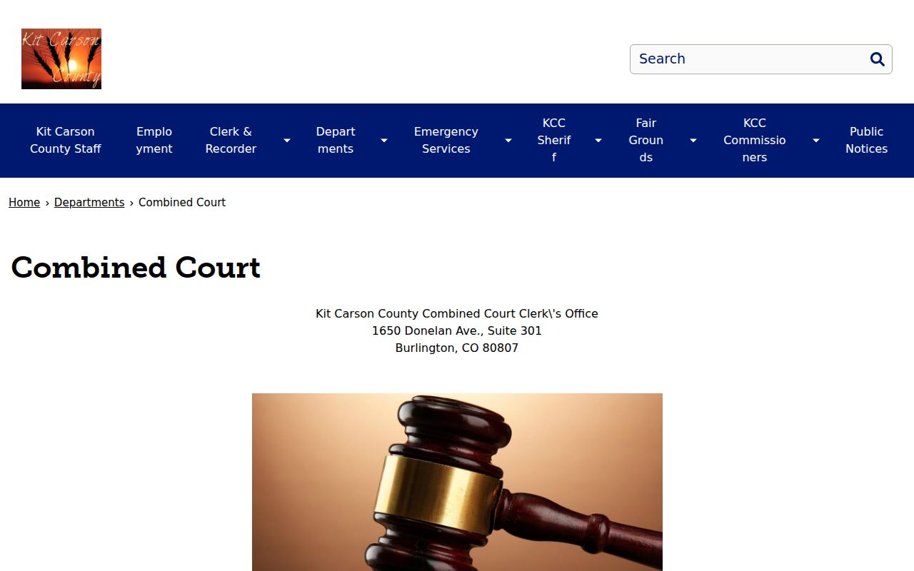 Kit Carson County court records county combined court page