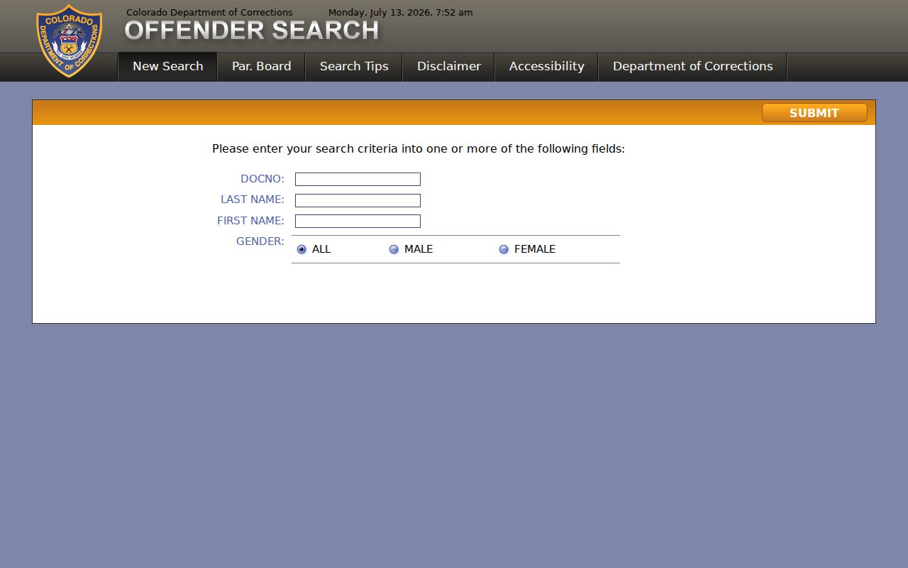 Kit Carson County inmate records Colorado DOC offender search