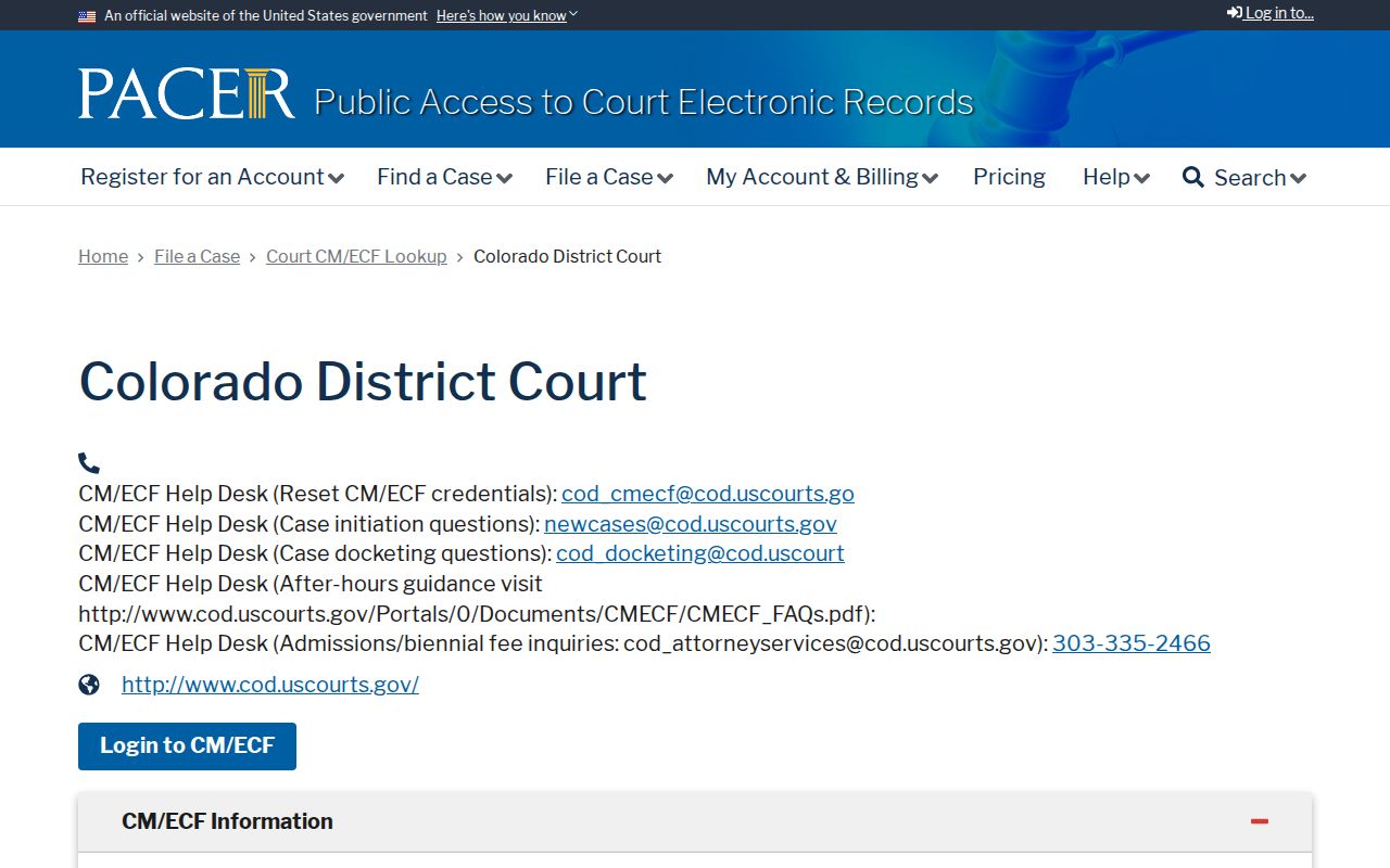 Kit Carson County probate records PACER District of Colorado lookup